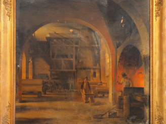 Vente aux enchères Jean-Blaise VILLEMSENS (Toulouse 1806-1859). "Intérieur de la fonderie