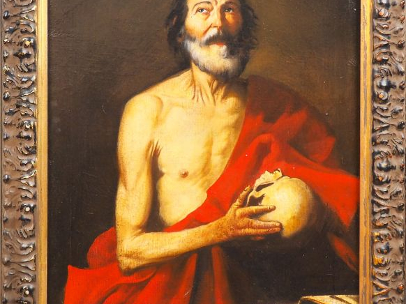 RIBERA (dans le goût de). "Saint Jérôme". Huile sur toile. Dim. 70 x 5