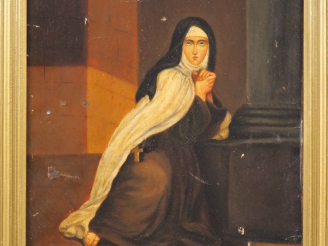 Vente aux enchères Ecole française XIXème. "Portrait de religieuse". Huile sur toile. Dim