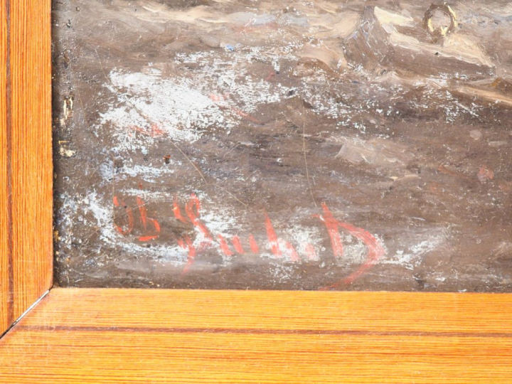 Ecole française fin XIXème. "Marine nocturne". Huile sur toile signée 