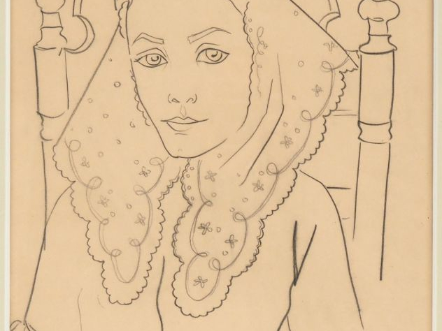 Renée ASPE. "Portait de femme". Dessin signé en bas à droite. Dim. (à 