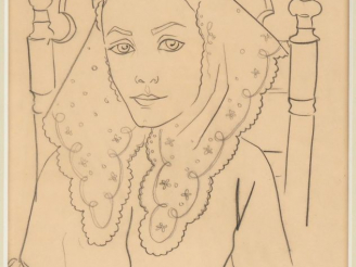 Vente aux enchères Renée ASPE. "Portait de femme". Dessin signé en bas à droite. Dim. (à 
