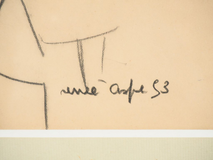 Renée ASPE. "Portait de femme". Dessin signé en bas à droite. Dim. (à 