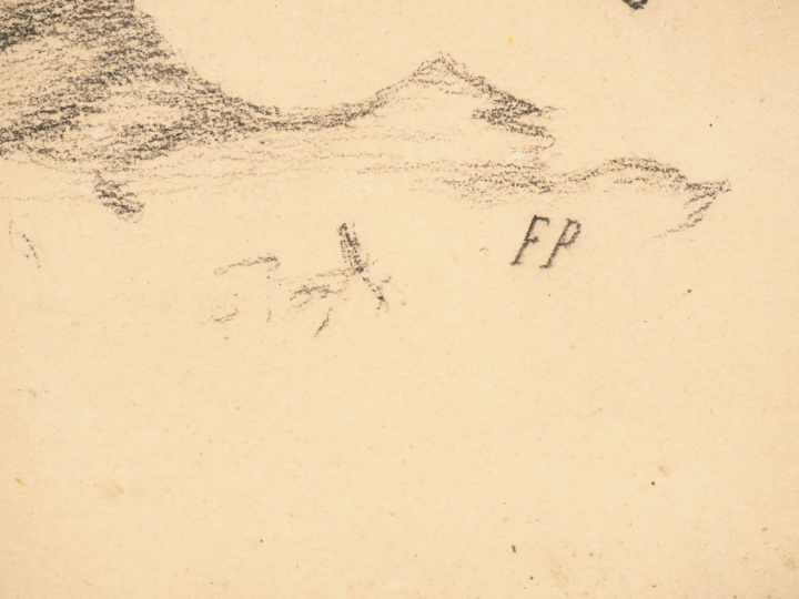 BARRIETY. "Jument et sa pouliche". Dessin signé en bas à droite et dat