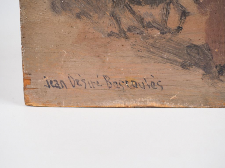 Jean Désiré BASCOULES. Huile panneau double face. Signée en bas à gauc