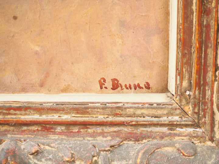 Pierre BRUNE. "Paysage des Pyrénées orientales". Huile sur carton sign