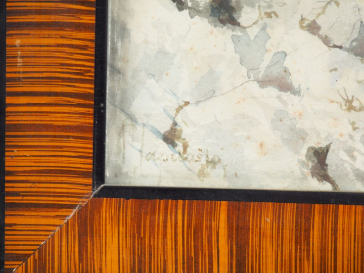 Michele CAPUANO. "Rivages animés près de Naples". Paire d'aquarelles, 