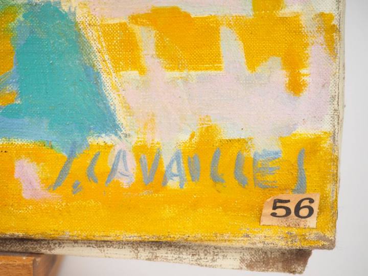 Jules CAVAILLES. "Le bouquet chinois". Huile sur toile, signée en bas 