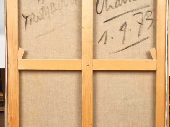 Roland CHANCO. "L'homme au tromblon". Huile sur toile, signée en bas à