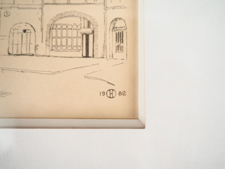 D. COLLARD. "Rue Henri de Gorsse à Toulouse". Dessin à la plume monogr