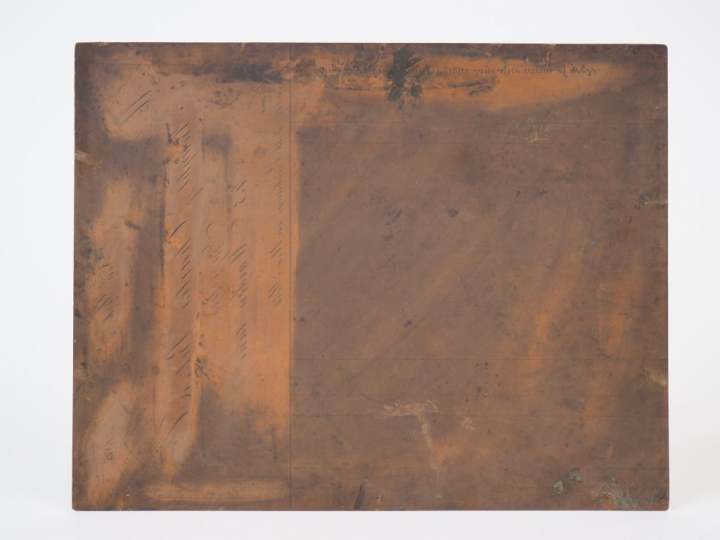 Jules DUPRE. "Paysage lacustre". Huile sur cuivre signée en bas à droi