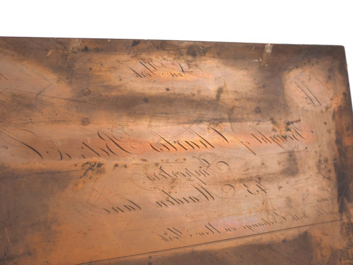 Jules DUPRE. "Paysage lacustre". Huile sur cuivre signée en bas à droi