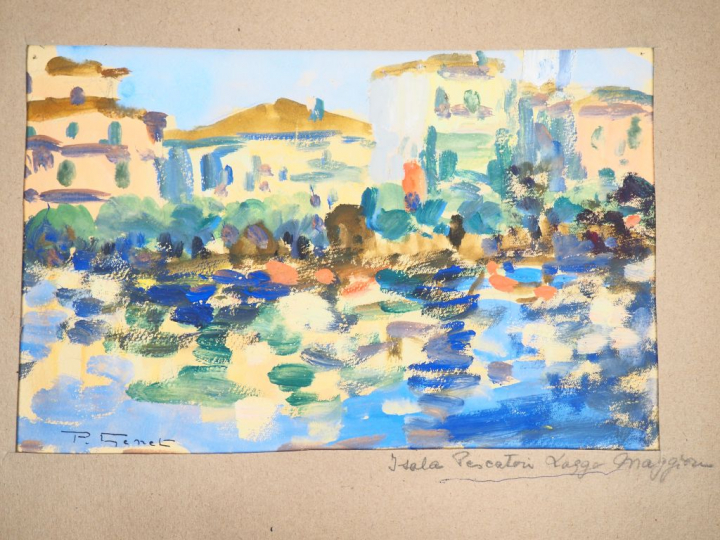 P. GENET. "Eglise de campagne" et "Village au bord de l'eau". 2 différ