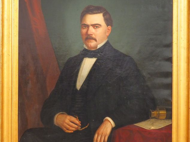 Jules JAMMES. "Portrait d'homme à la longue vue". Huile sur toile sign