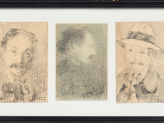 Vente aux enchères M. LAFAURIE. "Portraits d'homme". 3 dessins au crayon dans un même enc