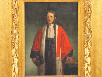 Vente aux enchères M. LAPORTE. "Portrait de magistrat". Huile sur panneau. Dim. 30,5 x 22