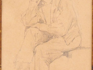 Vente aux enchères Jean-Pierre LAURENS. "Etude d'homme assis". Dessin au crayon, cachet d