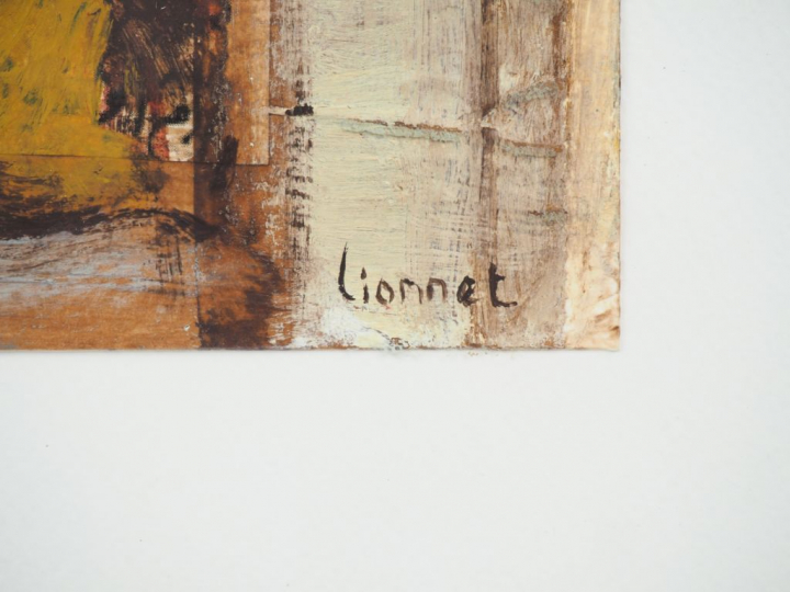LIONNET. "Le souk". Paire d'huiles sur papier signées en bas à droite.