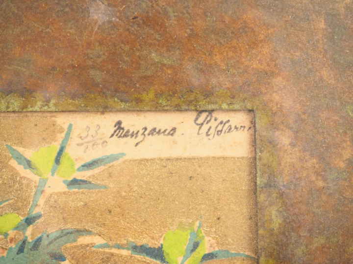 Georges MANZANA-PISSARRO. "Oiseaux branchés". Lithographie signée en h