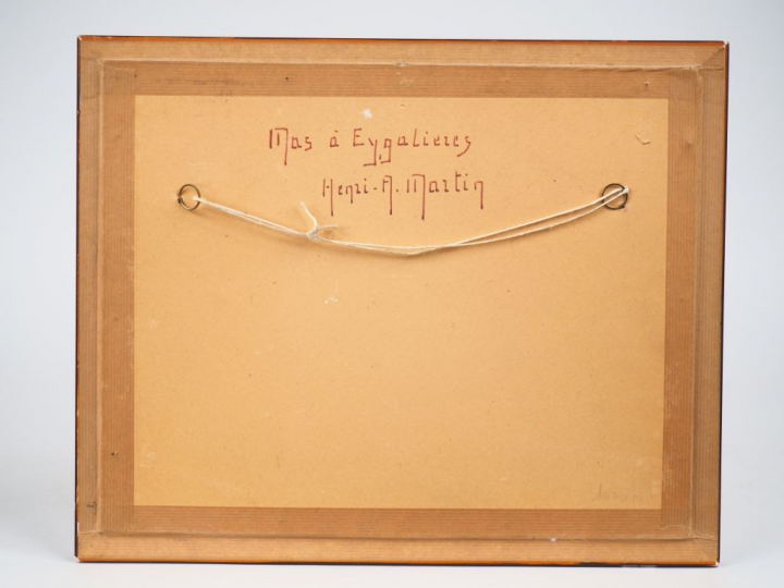 Henri-André MARTIN. "Mas à Eygalières". Huile sur carton signée en bas