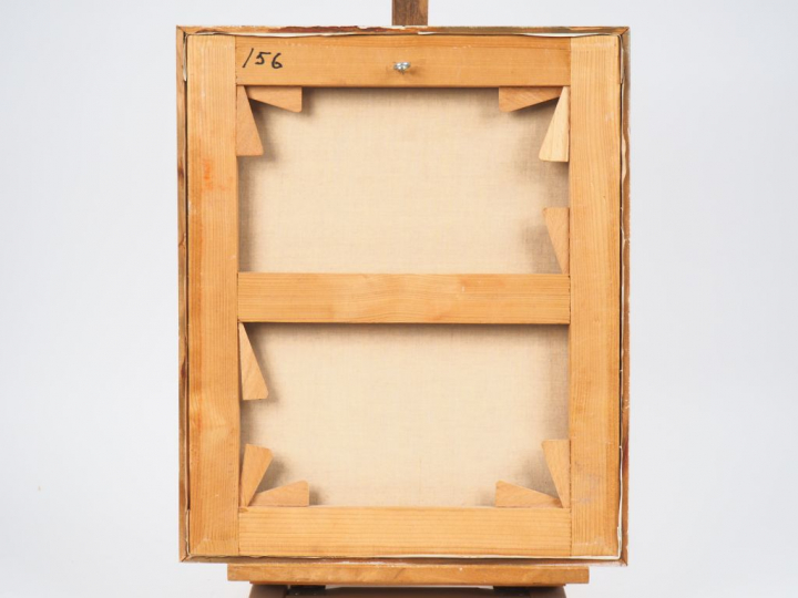 CONSTANCE NIELSEN "Le bal masqué". Huile sur toile signée en bas à dro