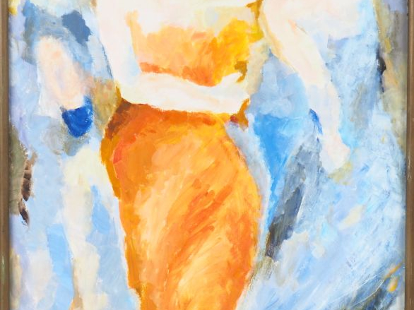 CONSTANCE NIELSEN. "Elégantes". Huile sur toile, signée en bas à gauch