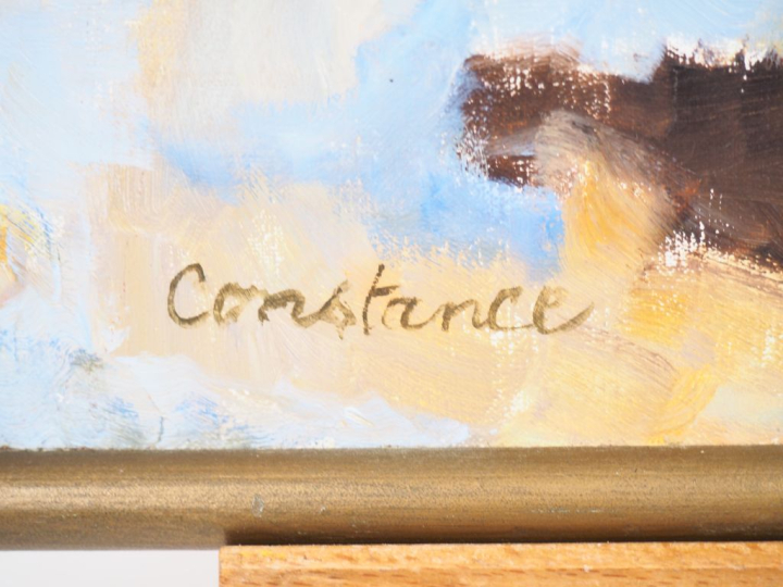 CONSTANCE NIELSEN. "Elégantes". Huile sur toile, signée en bas à gauch