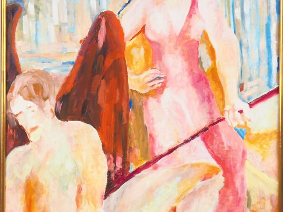 CONSTANCE NIELSEN. "Déesse". Huile sur toile, signée en bas à droite. 