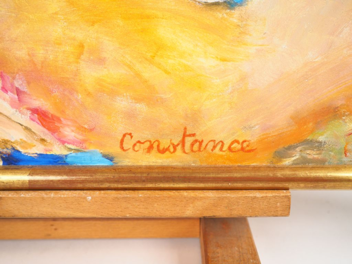 CONSTANCE NIELSEN. "Déesse". Huile sur toile, signée en bas à droite. 