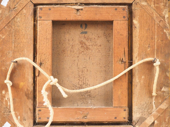 PIENOUX. "Conversation galante". Huile sur toile signée en bas à droit