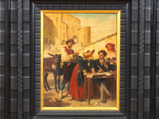 Vente aux enchères Jacques PILLIARD. "Le notaire". Huile sur toile. Dim. 41 x 32 cm.