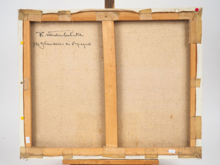 VAN DEN BULCKE. "Glaneuse en Espagne". Huile sur toile signée en bas à