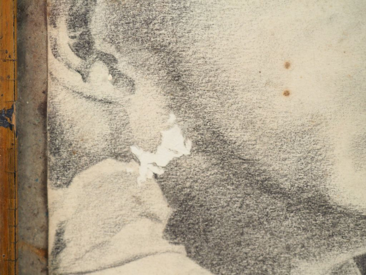 Ecole française Xxème. "Portrait de Gainsbourg et sa fille". Dessin mo