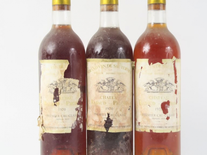 3 BOUTEILLES CHÂTEAU RABAUD PROMIS 1er CC SAUTERNES - 1970 - BG/EA