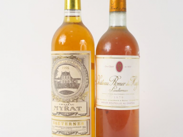 2 BOUTEILLES SAUTERNES : 1 CHÂTEAU ROMER DU HAYOT 1979 BG - 1 CHÂTEAU 
