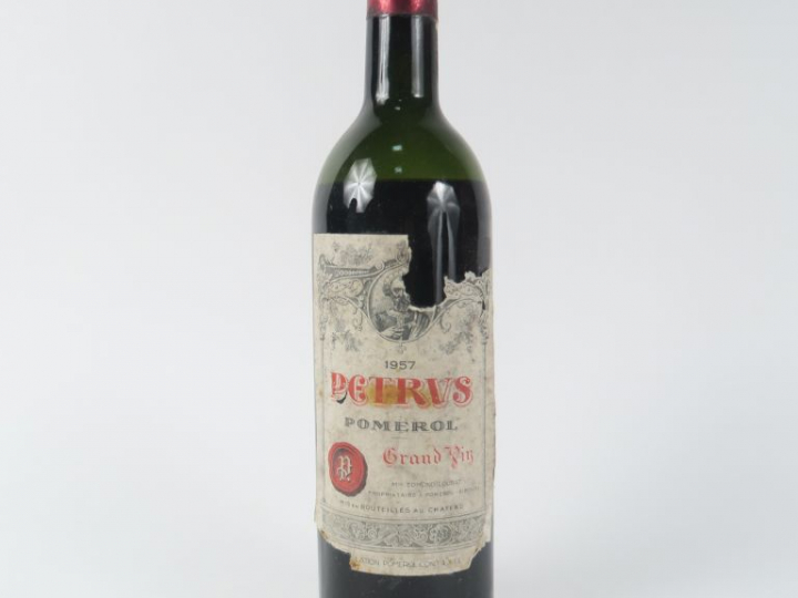 1 BOUTEILLE CHÂTEAU PETRUS POMEROL - 1957 - VIDANGE/EA/CAPS CORRODÉE
