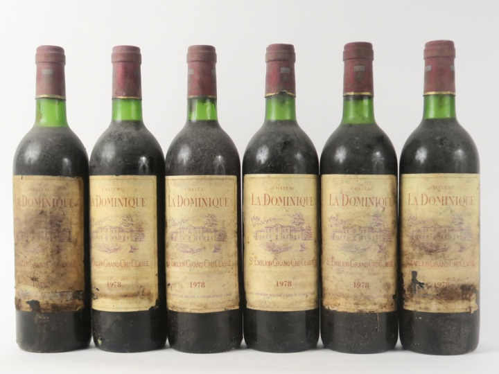 6 BOUTEILLES CHÂTEAU LA DOMINIQUE GCC ST EMILION - 1978 - BG/EA/BS