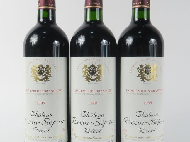 3 BOUTEILLES CHÂTEAU BEAU SEJOUR BECOT 1er GCC ST EMILION - 1999