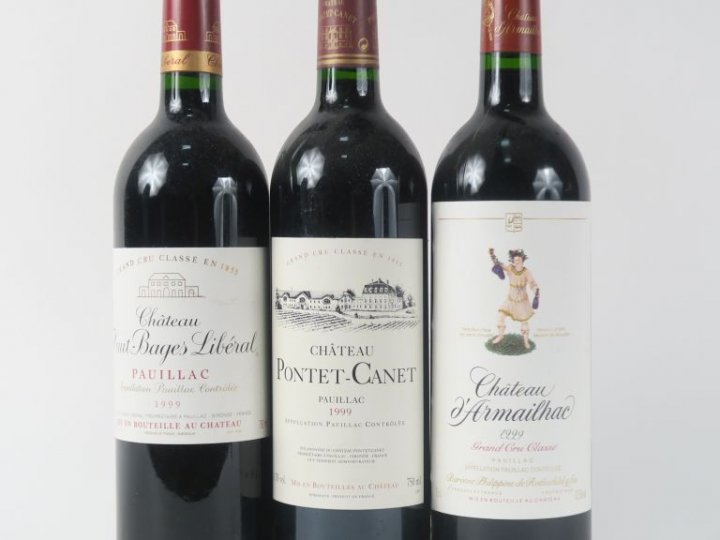 3 BOUTEILLES GCC 1999 : 1 CHÂTEAU HAUT BAGES LIBERAL - 1 CHÂTEAU D'ARM