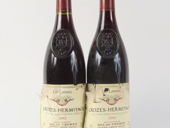 2 BOUTEILLES CROZES HERMITAGE 'LES LANNES' DELAS FRERES - 1992 - EA
