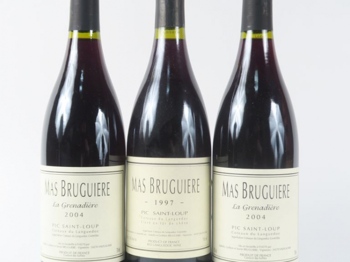 3 BOUTEILLES MAS BRUGUIERE PIC SAINT LOUP : 2 'LA GRENADIERE' 2004 - 1