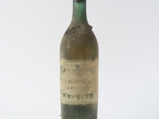 Vente aux enchères 1 TRÈS VIEILLE BOUTEILLE EAU DE VIE E.J. BLAYAC   CIE BÉZIERS - BS/CAP