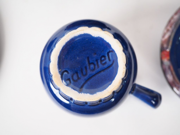 Service à café 1960 en céramique polychrome de Vallauris comprenant : 