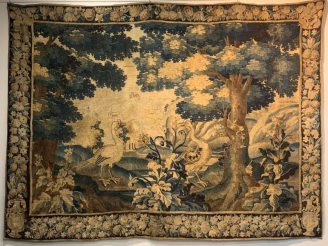 Vente aux enchères Tapisserie d'Aubusson XVIIème "verdure" Dim. 225 x 302 cm