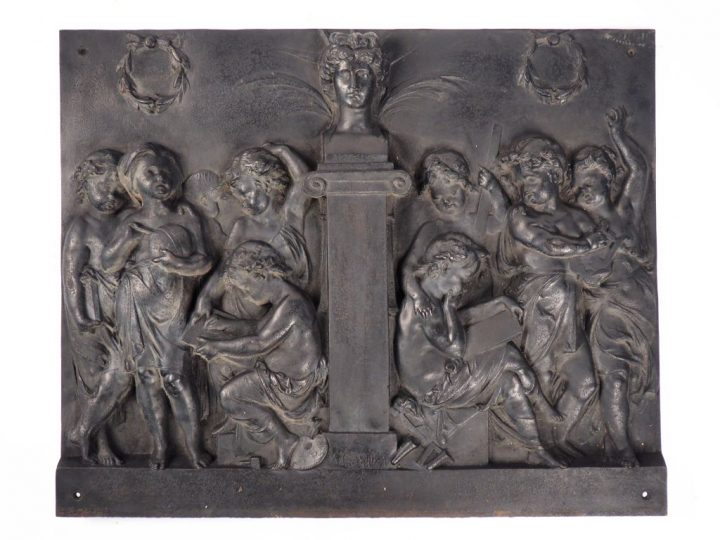 CARRIER. "Allégorie du Savoir de la jeunesse Grand bas relief en fonte