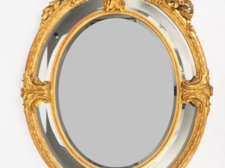 Vente aux enchères Grand miroir médaillon Napoléon III à parecloses de style Louis XVI, à