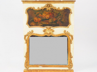Vente aux enchères Trumeau fin XIXème début Xxème de style Louis XVI, en bois peint et do
