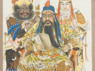 Vente aux enchères Chine, période République,  Encre et couleurs sur papier, représentant