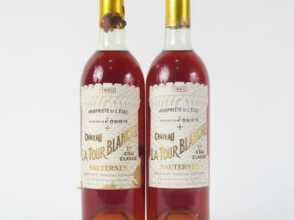 Vente aux enchères 2 BOUTEILLES CHÂTEAU LA TOUR BLANCHE 1er CC SAUTERNES - 1960 - BG/1 EL