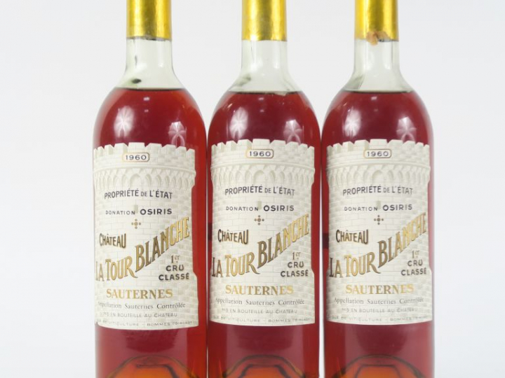 3 BOUTEILLES CHÂTEAU LA TOUR BLANCHE 1er CC SAUTERNES - 1960 - HEP